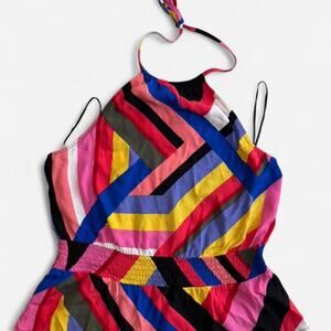 EXPRESS Women M Colorful Geometric Halter Top